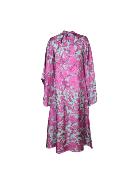 Lniana sukienka midi La Doublej do kolan garniturowa różowa