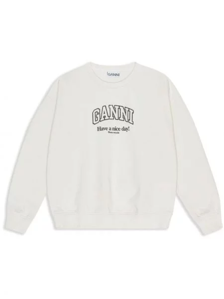 Hanorac Ganni cu imagine alb
