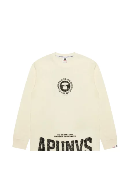 Lung tricou Aape By A Bathing Ape cu imagine alb