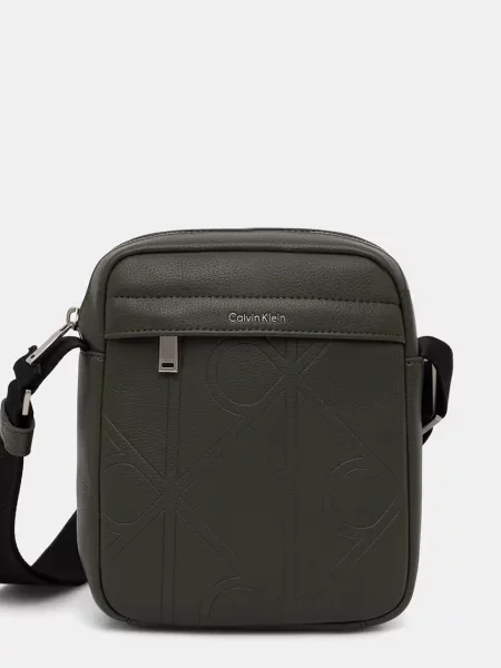 Calvin Klein torbica za čez ramo iz umetnega usnja zelena