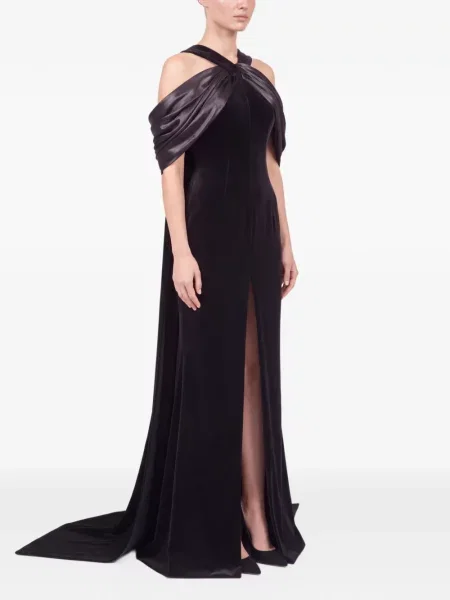 Rochie maxi Jean-louis Sabaji drapată cu gât halter negru