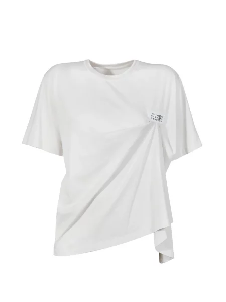 Tricou Mm6 Maison Margiela drapate cu autograf alb