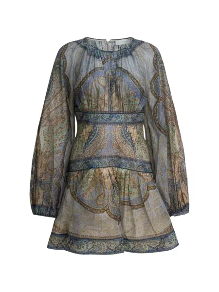 Sukienka mini Zimmermann z nadrukiem z wzorem paisley garniturowa niebieska