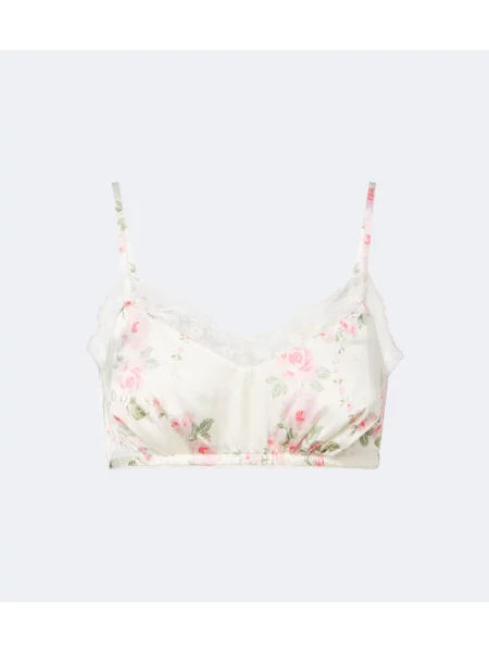 Sutien bralette Simone Rocha din satin cu model floral
