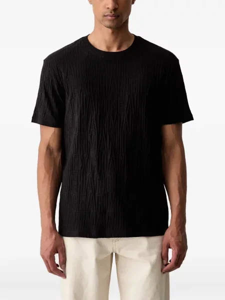 Tricou Armani Exchange din jacard cu autograf negru