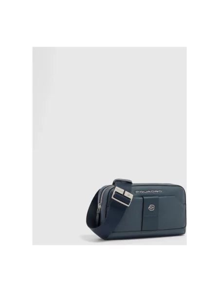 Torba crossbody Piquadro skórzana niebieska