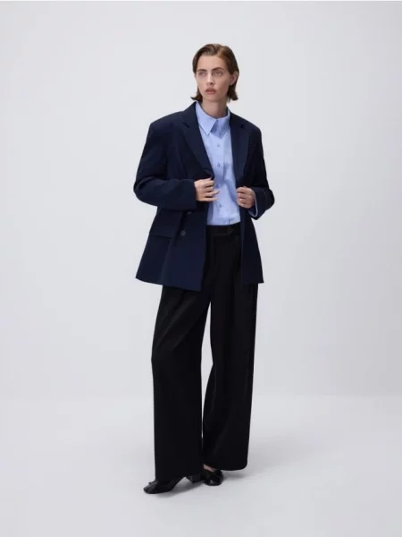 Reserved Oversize двобортний піджак темно-синій синій