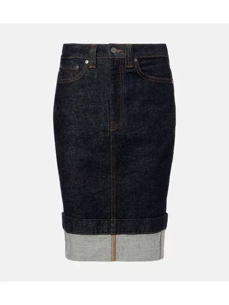 Fustă din denim Khaite până la genunchi albastru