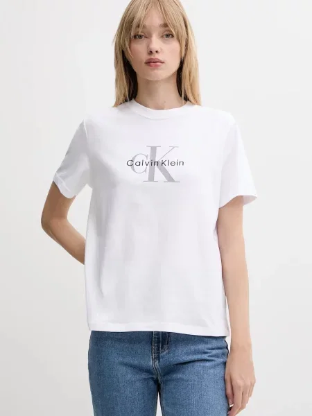 Тениска Calvin Klein Jeans дамска бяло