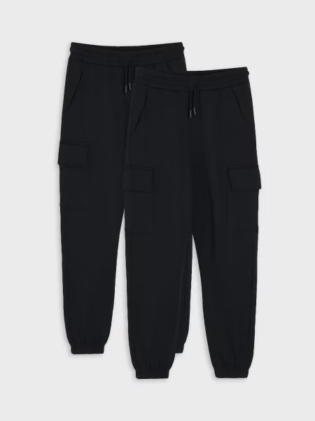 Sinsay Jogger kalhoty s bavlnou 2 pack černá