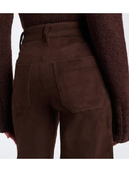Pantaloni palazzo Frame din piele de căprioară maro