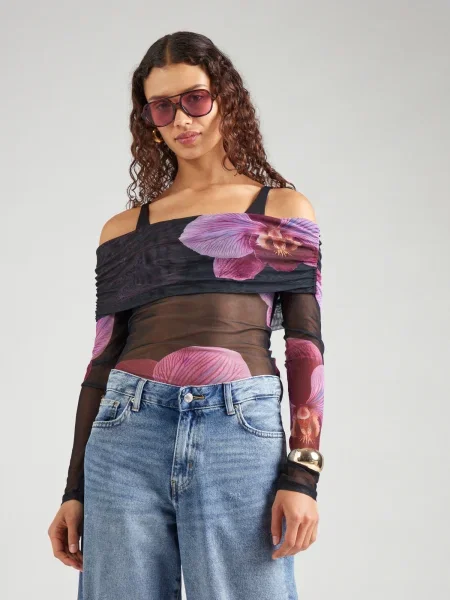 VERO MODA Póló VMFLORY orgona / rózsaszín fekete