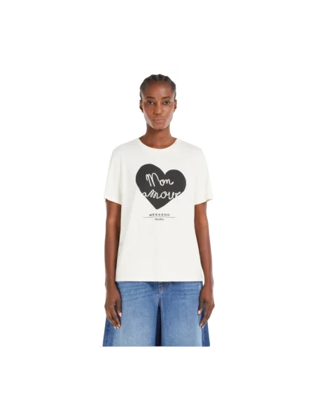 T-shirt z nadrukowanym motywem i logo model ‘TEIERA’ Max Mara Weekend biała