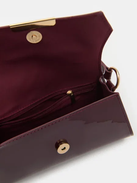 Лакована класична сумочка на плече дерево червоне