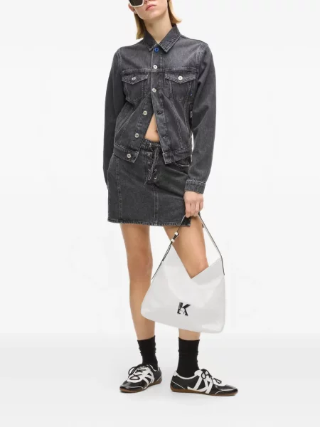 Geanta de piele Karl Lagerfeld Jeans din piele mini alb