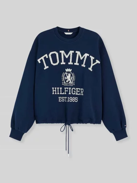 Bluza o kroju loose fit z czystej bawełny z nadrukiem z logo Tommy Hilfiger granatowa