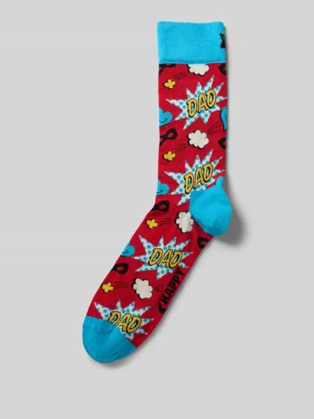 Skarpety z prążkowanym wykończeniem Happy Socks czerwone