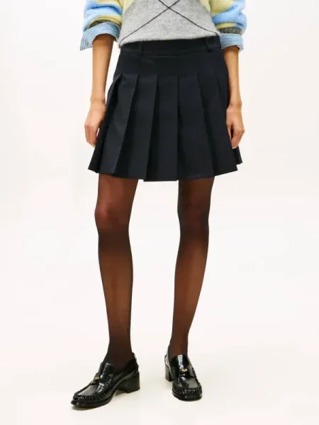 Tommy Hilfiger Szoknya gyapjú hozzáadásával kék