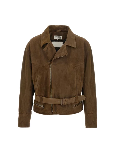 Kurtka skórzana Mm6 Maison Margiela brązowa