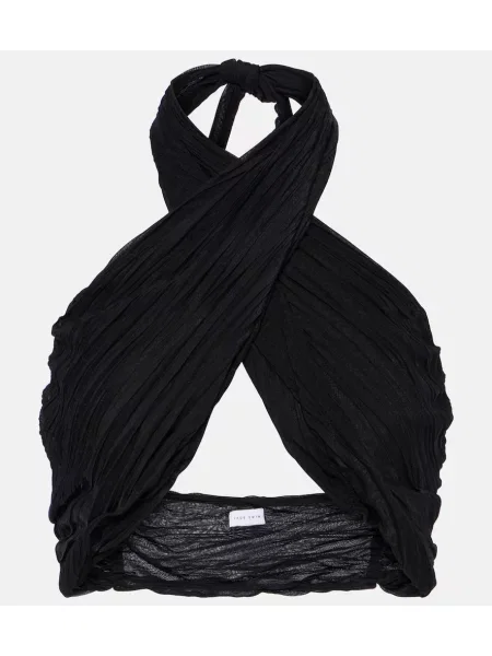 Top Jade Swim cu gât halter plic negru