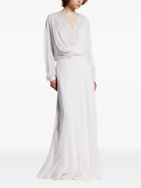 Rochie Alberta Ferretti din dantelă drapată alb