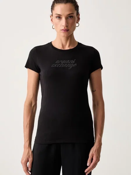 Armani Exchange tricou pentru femei din negru