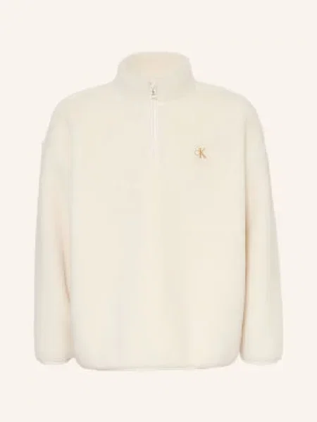 Calvin Klein Svetr Troyer Z Plyšové Kožešiny krémová