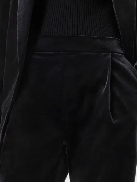 Велюровые брюки Allsaints с высокой посадкой черные