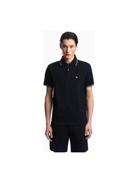 Koszulka polo Emporio Armani z dżerseju niebieska