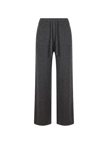 Pantaloni The (alphabet) din cașmir cu cordon gri