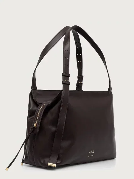 Geantă shopper Armani Exchange din piele maro