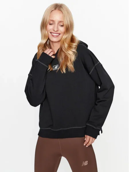 New Balance Bluză Essentials French Terry Hoodie negru