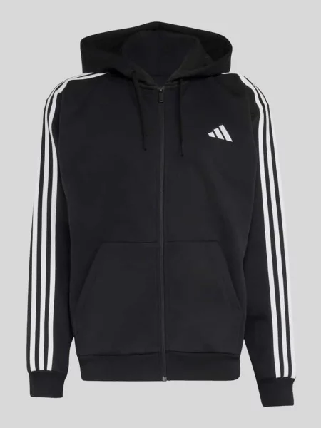 Bluza rozpinana o kroju regular fit z paskami w kontrastowym kolorze Adidas Sportswear czarna