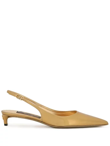 Kožené lodičky Dolce & Gabbana zlaté