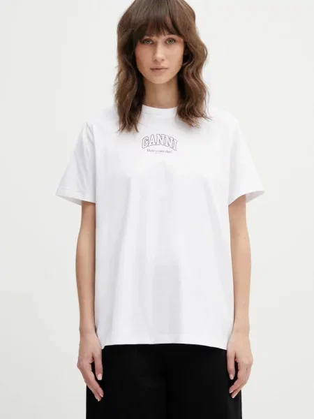 GANNI t-shirt biały