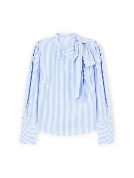 Bluzka Motivi z kokardką popelinowa niebieska