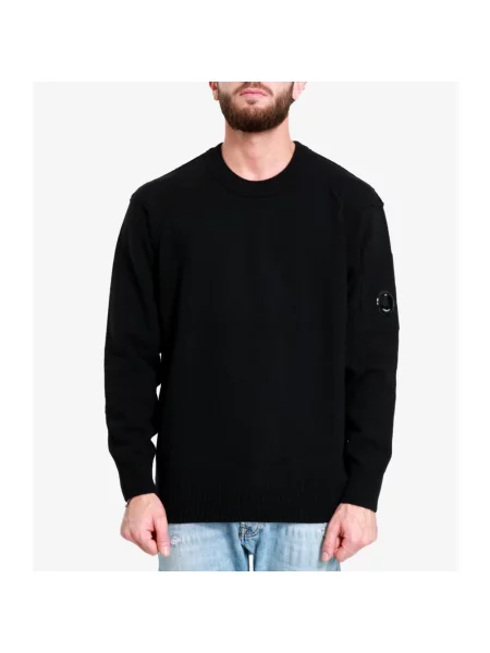 Sweter C.p. Company wełniany z logo czarny