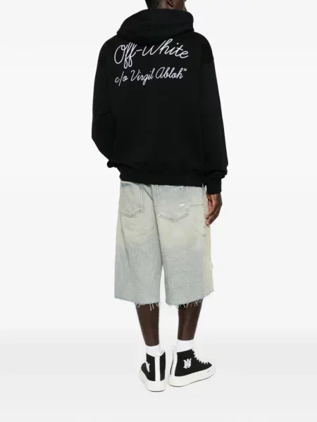 Hanorac cu glugă Off-white cu autograf alb
