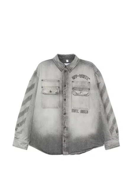 Geacă de blugi Off-white cu broderie alb