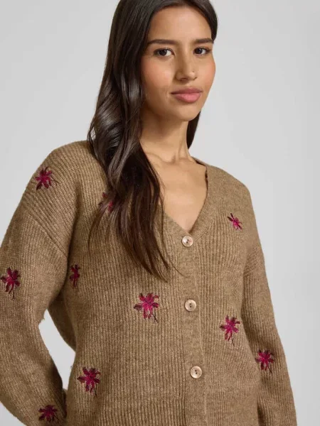 Kurtka z dzianiny z wyhaftowanymi detalami model ‘FLEUR’ Y.a.s