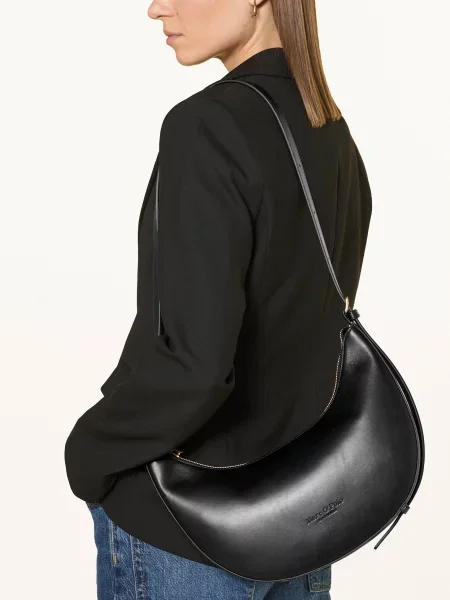 Torba z uchwytami z naturalnej skóry bydlęcej Marc O'polo czarna