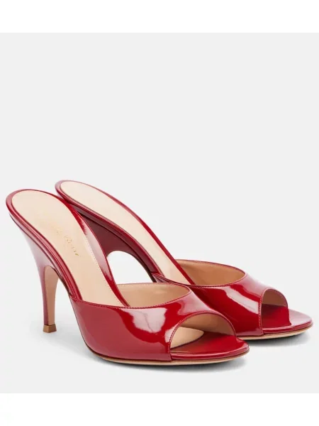 Usnjene lakirane mules Gianvito Rossi rdeča