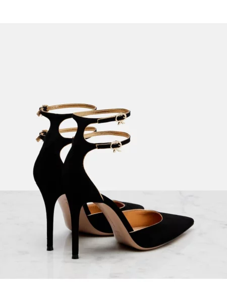 Pantofi cu toc Gianvito Rossi din piele de căprioară negru