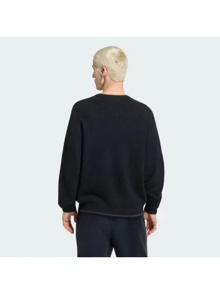 Mikina 3 STRIPES FLUFFY KNIT CREW černá