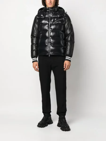 Geacă Moncler cu glugă negru