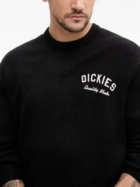 Pulover Dickies cu broderie cu decolteu rotund negru