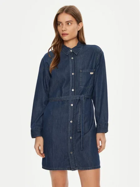 Srajčna obleka Calvin Klein Jeans modra