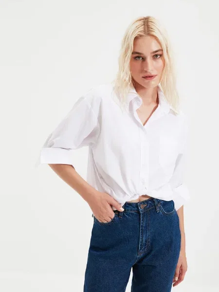 Női ing Trendyol Boyfriend fehér