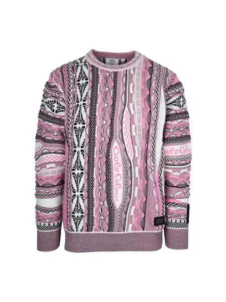 Dzianinowy sweter Carlo Colucci różowy