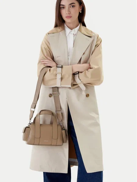 Geantă Calvin Klein Webbing Strap Pocket Bag bej